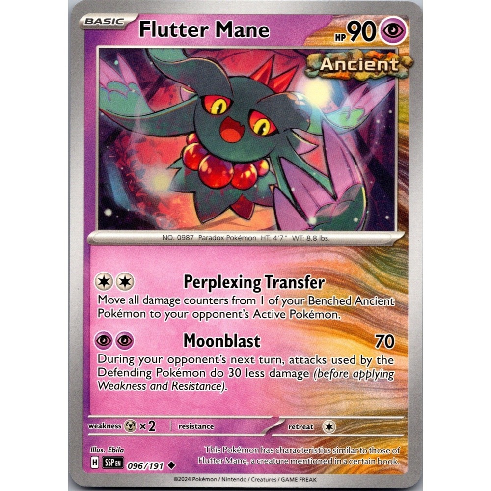 Pokemon Flutter Mane 096/191 Uncommon Surging Sparks SV08 Psychic Ancient LP